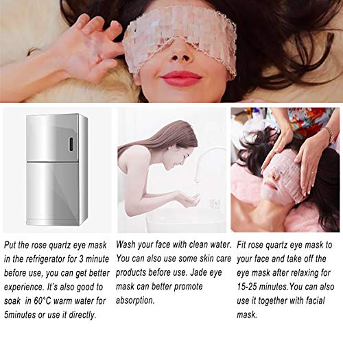 Natural Jade Sleep Mask & Blindfold,Natural Jade Eye Mask,Anti-Aging Hot or Cold Therapy Eye Mask Which is Soothing Cooling Detoxifying (Rose Quartz)