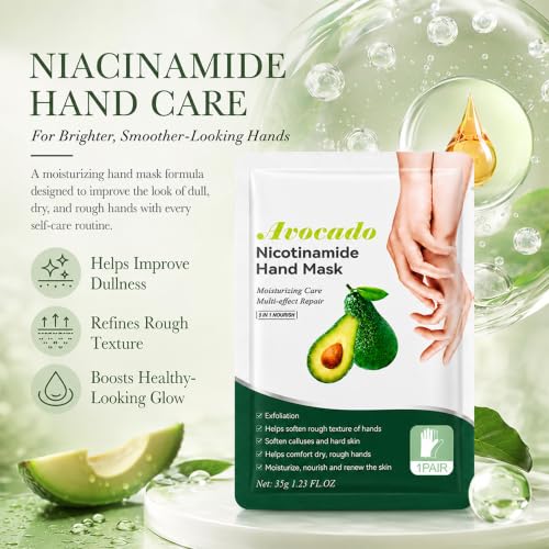 Avocado Moisturizing Hand Mask Gloves, 5 Pairs - Hydrating Hand Care