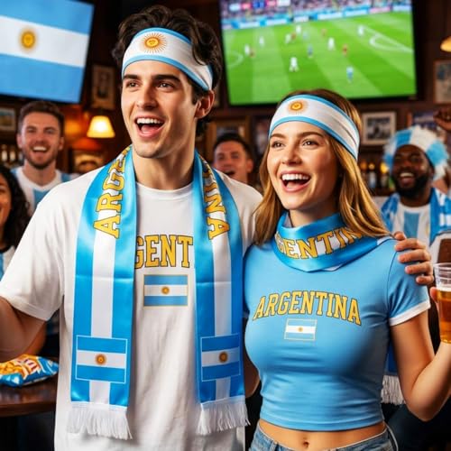 CAKURE Soccer Fan Headband Set Flag Print Sports Headbands for Adults