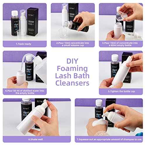 Eyelash Cleanser Concentrate 100ml Unscented Professional Lash Shampoo Foaming Cleanser Wash for Extensions Lashes with Salon Home Care-Makes 20 Bottles