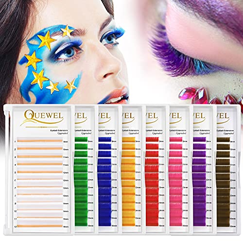 QUEWEL Brown Volume Lash Extensions 0.07 D Curl 9-16mm Mix
