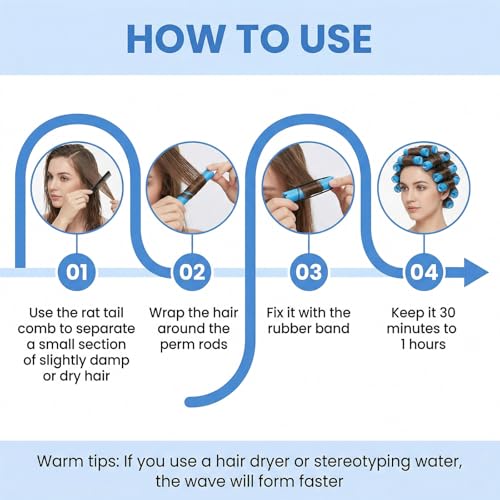 20 Pcs Plastic Perm Rods for Hair Curling – Cold Wave Rollers