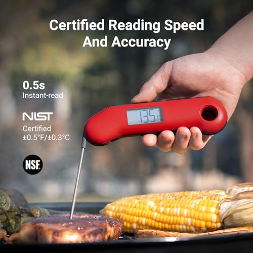 ThermoMaven ProfessionaI Meat Thermometer Digital, 3X Faster 0.5 Sec Instant Read, NSF&NIST Certified Accurate to ±0.5°F, 100% Waterproof, Auto-Rotating Bright Display, Auto Wake/Sleep, for Grill/BBQ