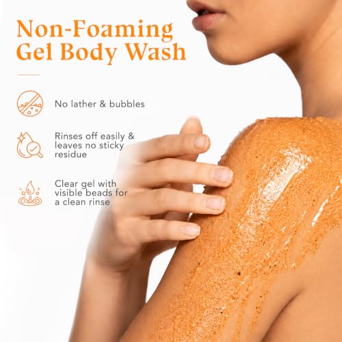 2 Packs Vitamin C Turmeric Body Scrub & Body Wash, Gentle Exfoliating Shower Gel, Hydrating, Unisex, 16.9 fl oz