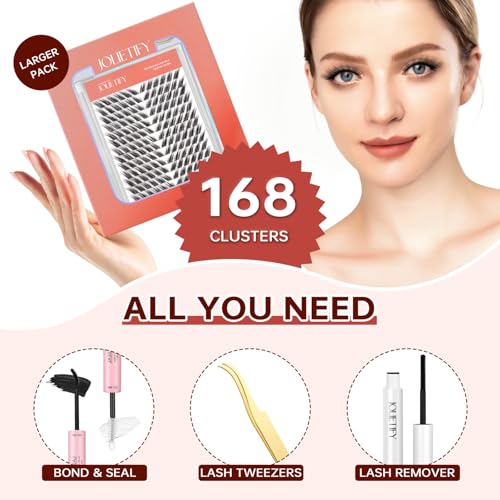 Lash Extension Kit, Foxy Layered Style, Pre-mapped Faux Mink Individual Cluster Lashes, Lightweight & Barely-There Feel, Soft & Wispy, Waterproof Bond & Seal, Tweezers & Remover, Easy DIY