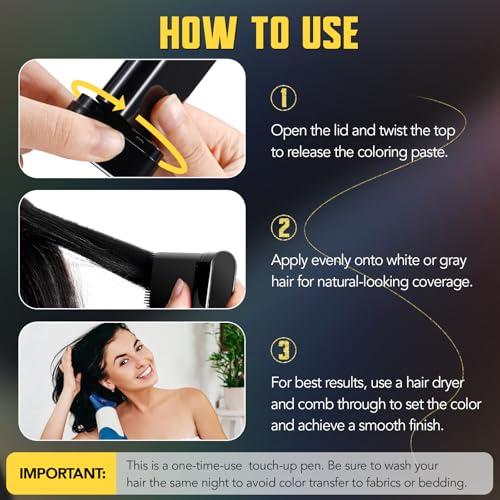 2-in-1 Hair Dye Comb Stick for Instant Gray Coverage - Black
