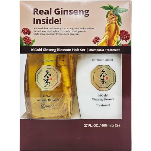 Daeng Gi Meo Ri - Ki Gold Ginseng Blossom Hair Set, Shampoo 13.5FL OZ/400ml and Treatment 13.5FL OZ/400ml