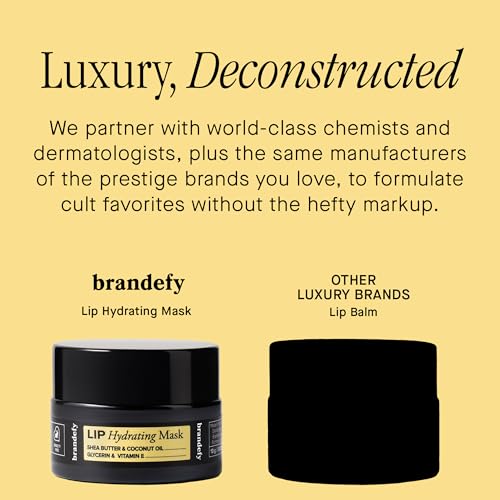 Brandefy Lip Hydrating Mask - Shea Butter and Coconut Oil, Glycerin, Vitamin E - Hydrating, Overnight Lip Mask for Dry Lips, Made in the USA (0.45 Oz)