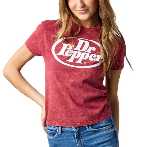 Dr Pepper Women's Red Mineral Wash Cropped Graphic Tee