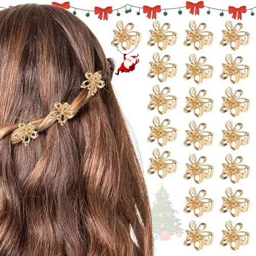 20 PCS Small Flower Hair Clips for Women Mini Tiny Sparkling Metal Gold Hair Flower Claw Clips Sweet Bangs Clips Decorative Cute Hair Accessories Gifts for Christmas Parties Girl Partners Children