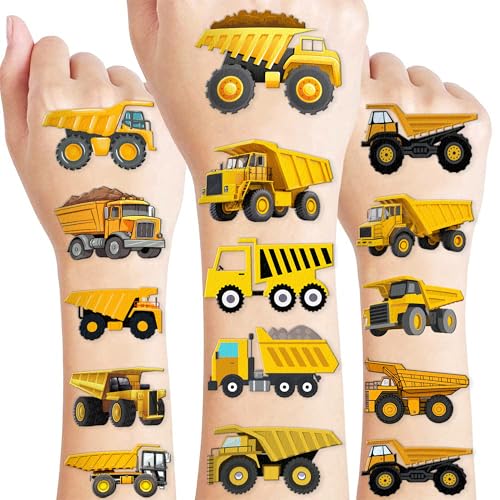 100 PCS Dump Truck Temporary Tattoos - Construction Party Favors