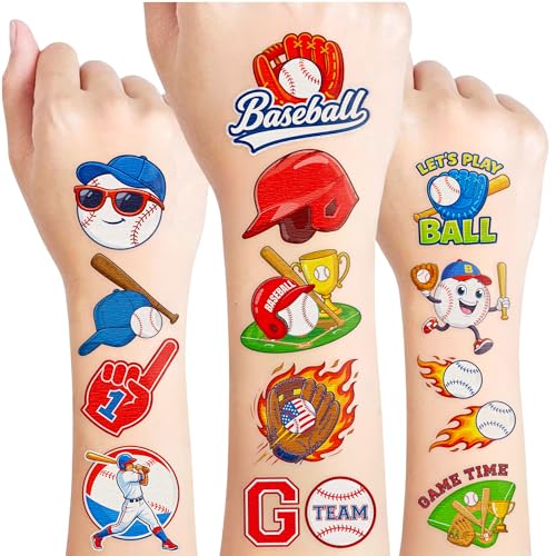 96 Baseball Temporary Tattoos - Party Favors & Classroom Prizes