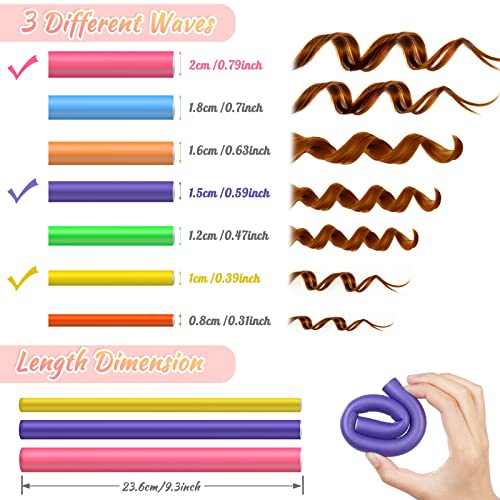 30Pcs 9.45" Flexible Curling Rods No Heat Hair Rollers Curlers with 3 Sizes Foam Curlers Hair Rods for Short and Long Hair