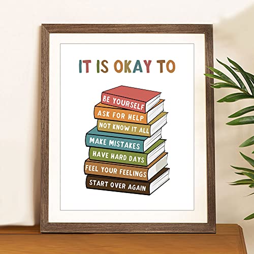 It Is Okay To Feel, Boho Classroom Decor, My Feelings, Classroom Poster, Educational Wall Art, Be Yourself, Playroom Wall Art Decor, School Counselor, Therapy Office Decor, No Framed (8x10 INCH)