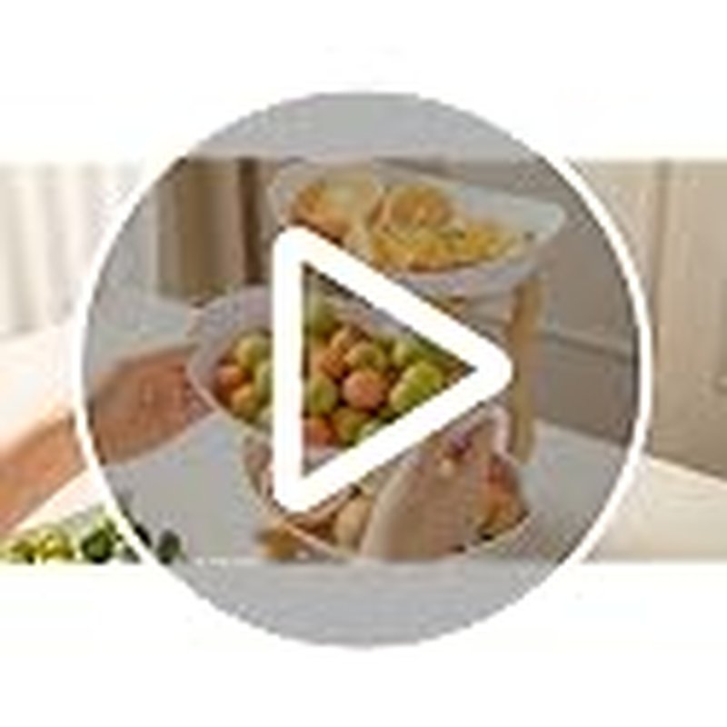 3-Tier Bamboo Fruit Basket with Oval Bowls - Space-Saving Organizer