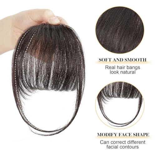 Clip-In Bangs Real Human Hair with Temples - Dark Brown