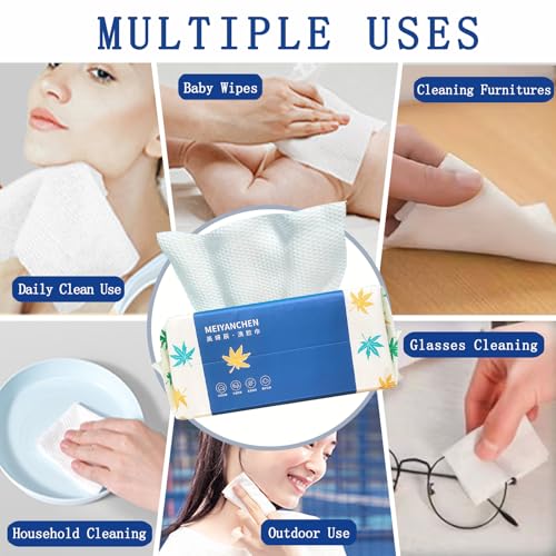 Disposable Face Towel 140 Count, Extra Thick Soft Cotton Facial Dry Wipes, Face Towelettes Disposable Multi-Purpose for Skin Care, Makeup Remover, Face Wipes and Facial Cleansing