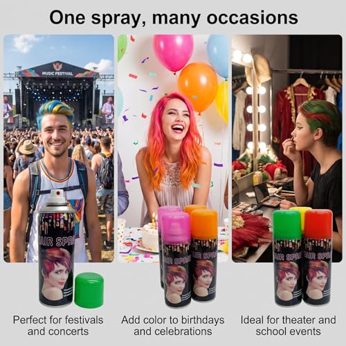 Toner Depot Temporary Hair Color Spray - Vibrant, Fast-Drying, Non-Sticky, 6 Colors, 4oz