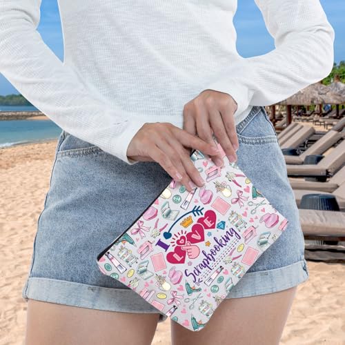 WZMPA Scrapbook Lover Cosmetic Makeup Bag Scrapbook Fan Gift I Love Scrapbooking Zipper Pouch Bag For Women Girls (Scrapbooking F)