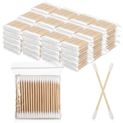 SHENLIU 6000 Count Bamboo Cotton Swabs - Double-Tipped Buds for Ear & Makeup
