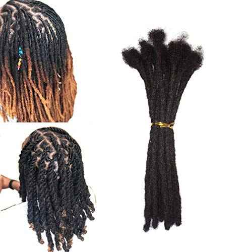Human Hair Permanent Dreadlocks Extension Handmade Locs Small Size(diameter 0.4cm) 20 Strands/pack 12inch Jet Black #1
