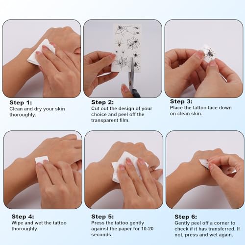 10pcs Spider Web Temporary Tattoos, Waterproof Halloween Face Temporary Tattoos Scary Realistic Spiderweb Face Body Legs Arms Stickers for Kids Adults Unisex Halloween Costumes