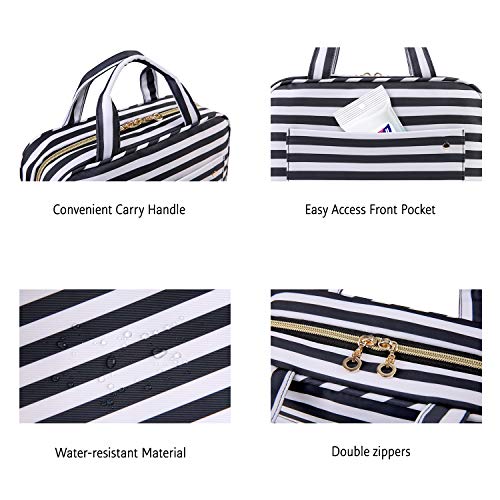 BAGSMART Toiletry Bag Travel Bag with Hanging Hook, Bonchemin Water-resistant Makeup Cosmetic Bag Travel Organizer for Accessories, Shampoo, Full Sized Container, Toiletries, Large