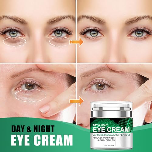 Caffeine Eye Cream for Puffiness and Bags Under Eyes Daily Anti-Wrinkle Cream Collagen Peptide Eye Cream Day and Night Reduce The Look Of Aging Line Smoothing Skin Care 1.7 FL OZ,1 Pack