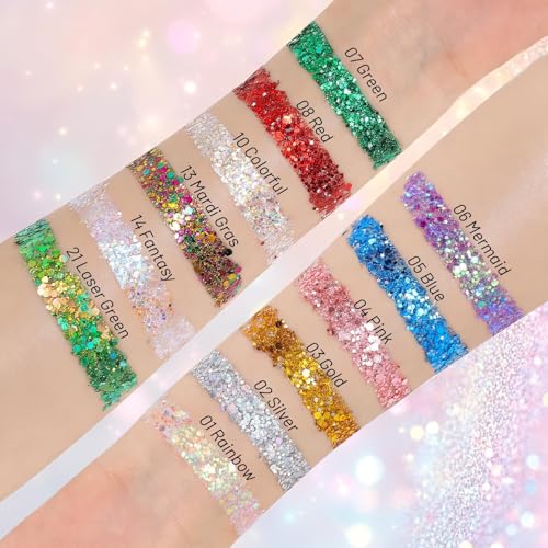 DAGEDA Green Body Glitter Stick,Sparkly Hair Face Glitter Makeup for Women St Patricks Day Accessories, Holographic Green Face Paint Stick for Women Halloween Makeup 1.12 oz