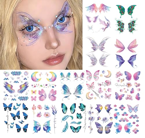Glitter Butterfly Temporary Tattoos - 14 Sheets Waterproof