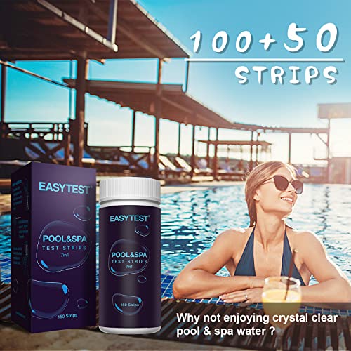 EASYTEST 7-in-1 Pool Test Strips - 150 Water Testing Strips for Hot Tub & Spa
