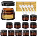 1.75 oz Amber Glass Jars with Black Metal Lids - 12 Pack
