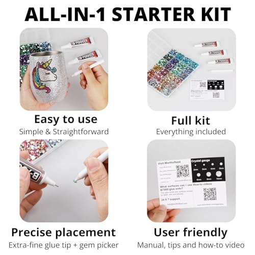 6500 Red Flatback Rhinestones Kit with B7000 Glue
