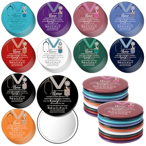 Geetery 50 Pcs Nurse Week Gifts Bulk Mini Compact Mirrors Nuese Appreciation Gifts Bulk for Women Portable Pocket Mirror Thank You for Nursing Practitioner Medical Female CNA (2.7 Inches,Classic)