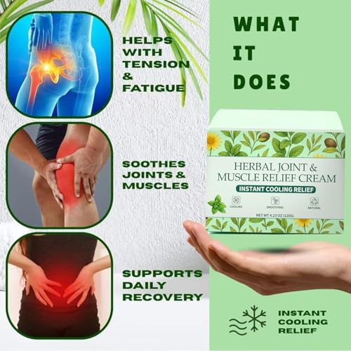 Instant Cooling Relief Cream - Herbal Menthol Soothing Gel, Joint Flex Cream Activities Throughout The Body, Cooling Ointment for Muscle, Head, Lumbar, Neck, Hands, and Feet (1 pcs, 4.23OZ)