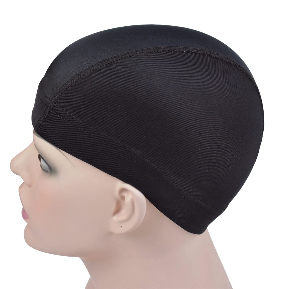 YTBYT 3 Pcs Dome Cap Wig Caps for Making Wig Stretchy Wig Cap with Wide Elastic Band (Black Dome Cap M)