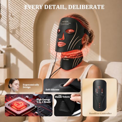 Red Light Therapy Mask for Face & Neck - 7 Color LED Skincare