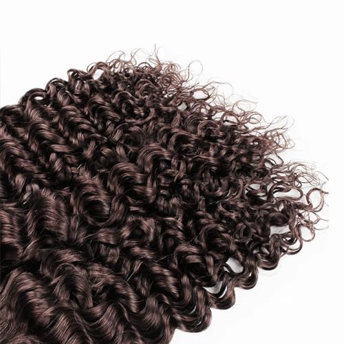 G4-DarkBrown-J 20 22 24 Inch Brown Curly Wave Human Hair Bundles - 3 Pack