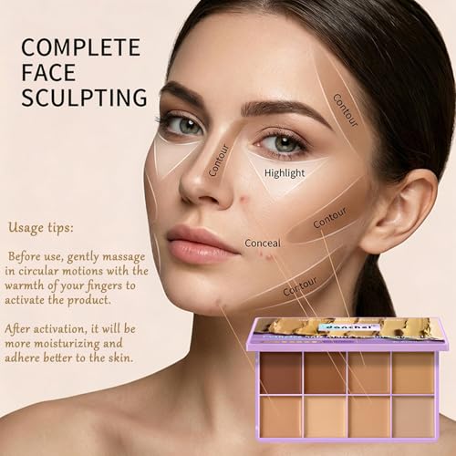 Dulele 8-Color Cream Concealer Palette - Full Coverage