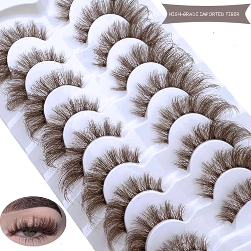 Brown Fox Eye False Eyelashes - 9 Pairs 3D Volume Wispy Strip Lashes