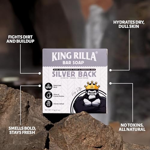 King Rilla Natural Cold Process Soap Bars ? 3-Pack Handmade Organic Soaps for Men ? Moisturizing, Detoxifying & Eco-Friendly Skincare Set (03 Pack SILVER BACK SOAP BAR)