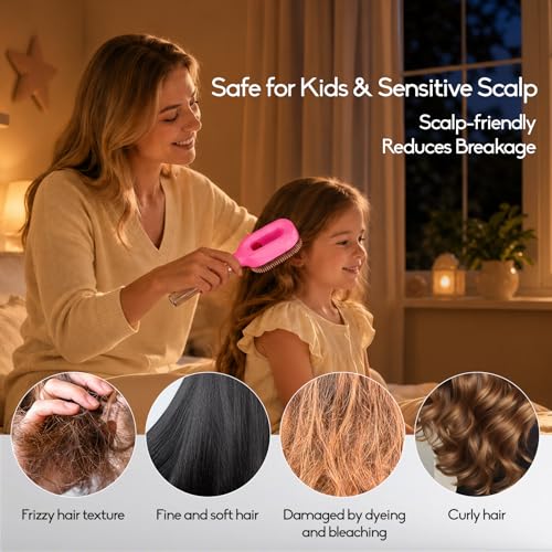 Anti-Frizz Hair Brush Spray Detangler for Dry & Tangled Hair