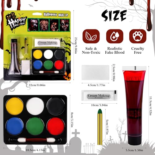 Face Body Paint Set, Halloween SFX Makeup Kit with Fake Blood