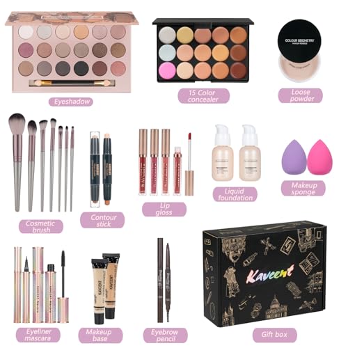 KAVCENT Makeup Kit - 18 Color Eyeshadow Palette & Full Set