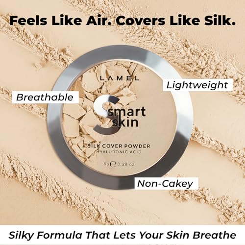 Lamel Smart Skin Silk Compact Powder - Long Lasting Pressed Finishing Powder - Oil Control Makeup, Suitable for Dry Skin, Lightweight Formula, 0.28 oz (403 Ivory)