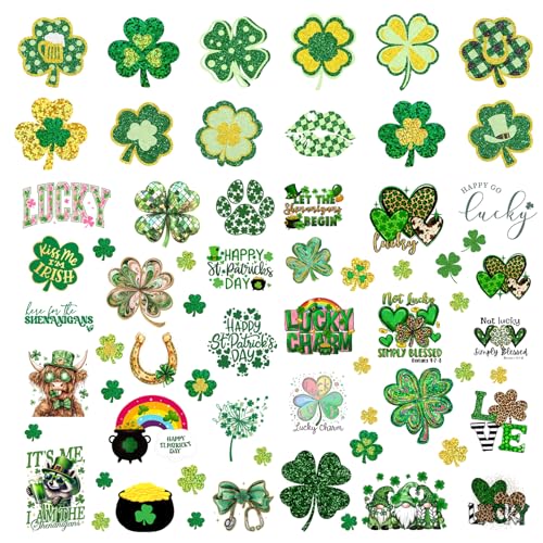 128Pcs St Patricks Day Tattoos Adult Shamrock Face Stickers for Women Irish Face Temporary Tattoo St Pattys Day Accessories for Irish Party Decor(st128)