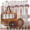 55Pc Brown Makeup Brush Set with Case
