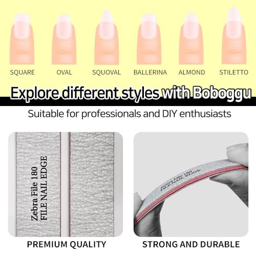 BOBOGGU 72 Korean Professional Nail Files 25PCS Double Sided Emery Board (180/180 Grit) Reusable Washable Durable Suitable for All Kinds of Nails, Zebra Color 180 Grit Nail File