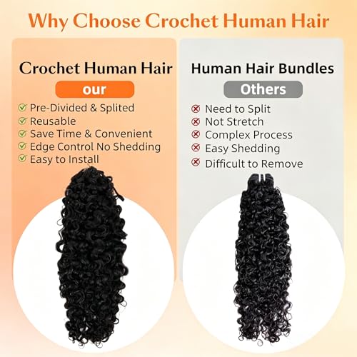 Burmese Curly Human Crochet Hair 18" 120g Pre-Separated