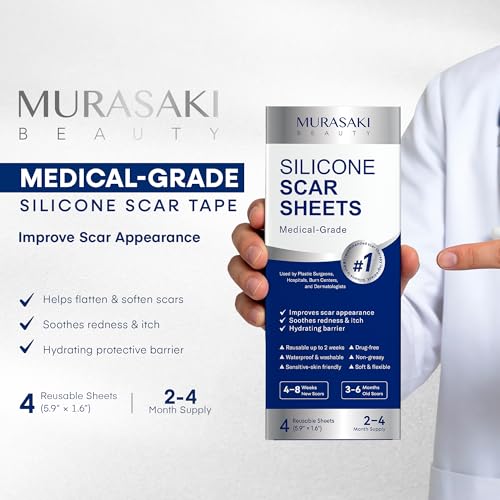 Silicone Scar Sheets for Surgical Scars - 4 Sheets (1.5¡È ¡¿ 3¡È) Medical Grade Reusable Scar Tape for Surgical, C-Section, Burn, Hypertrophic & Keloid Scars, Medium/Tan Tone